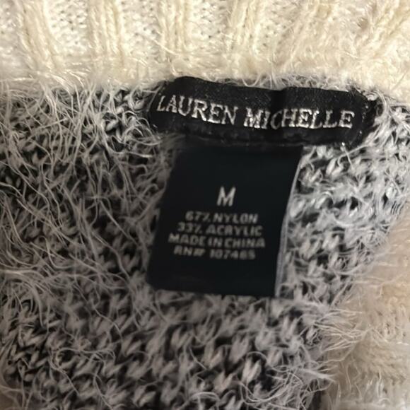 Lauren Michelle Black White Horse Super Soft Sweater Sz Medium Ribbed Bottom - Picture 5 of 5